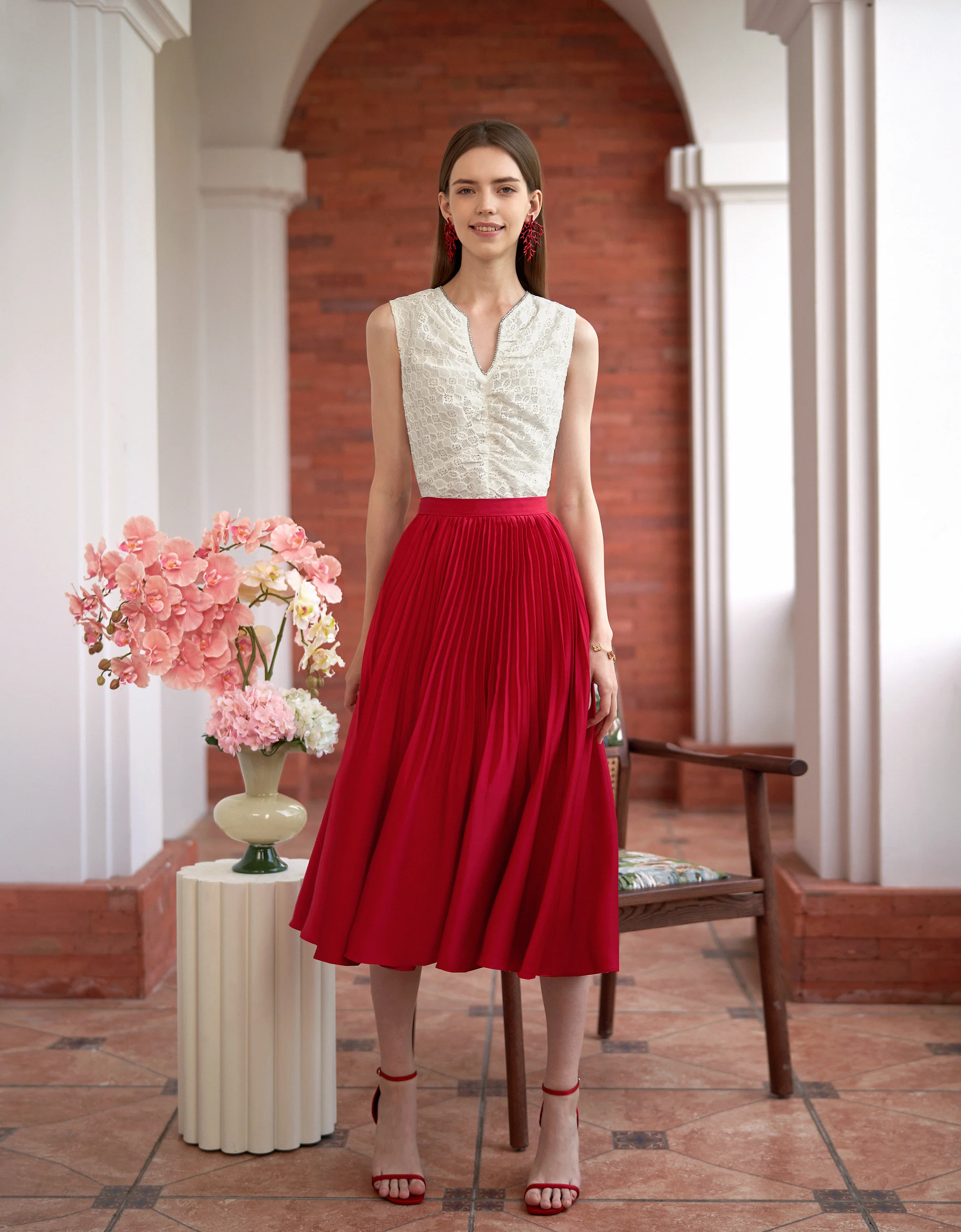 Pleated Midi Fishtail Skirt - Image 28