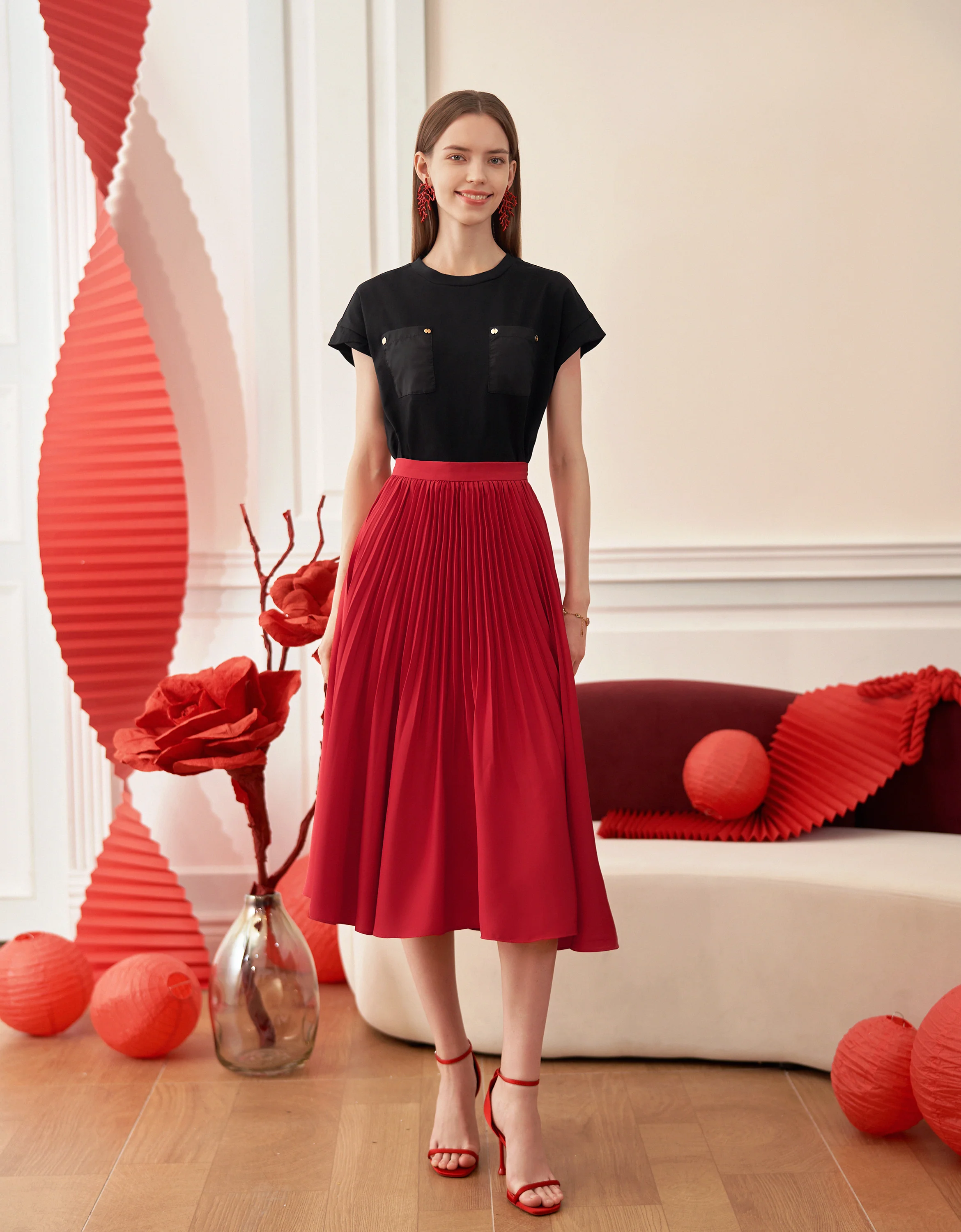 Pleated Midi Fishtail Skirt - Image 29