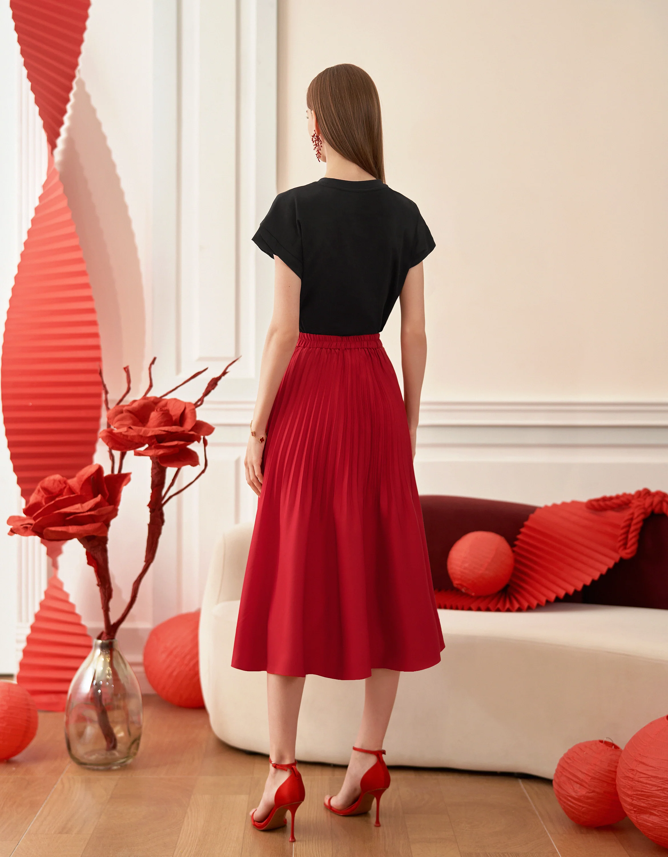 Pleated Midi Fishtail Skirt - Image 30