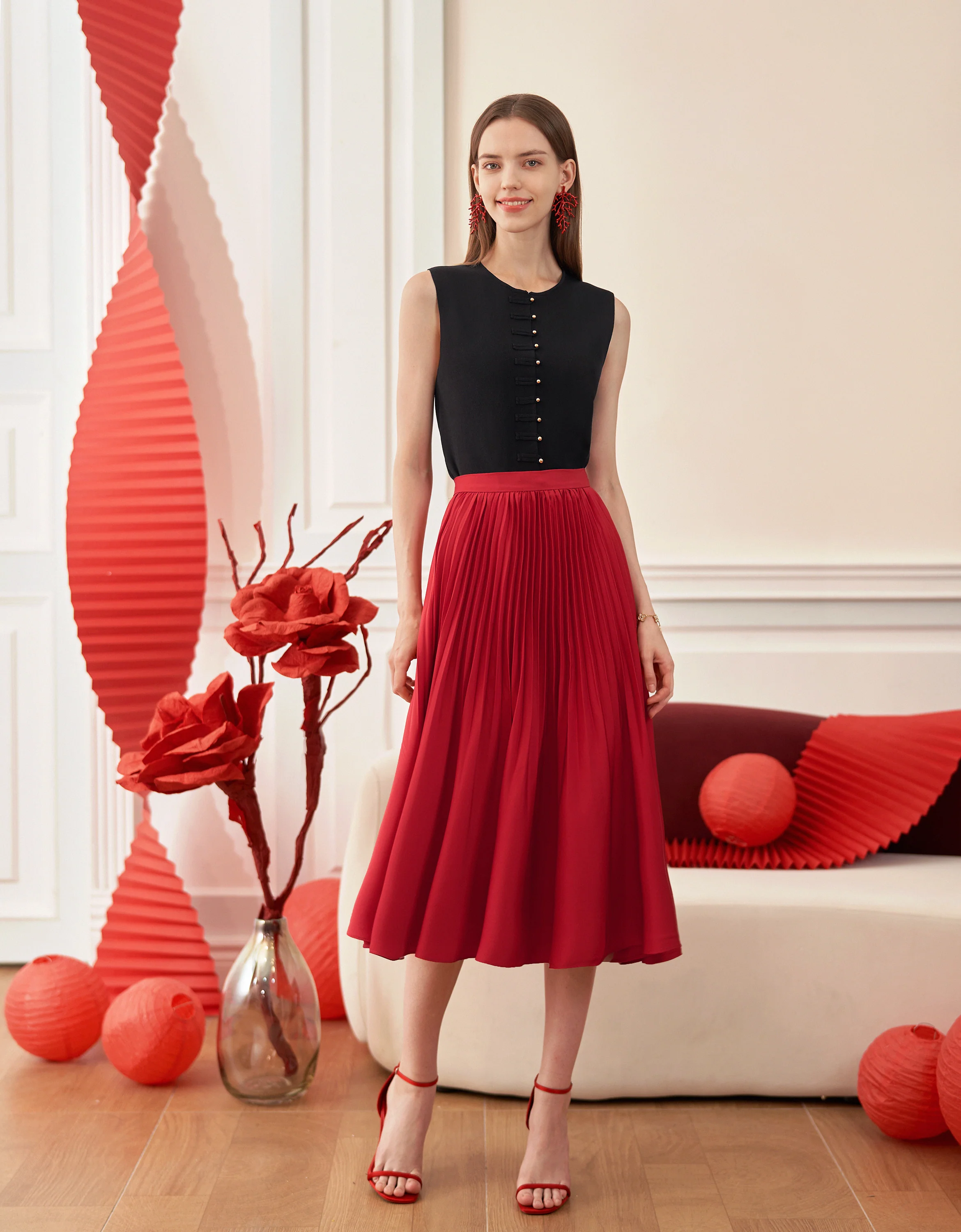 Pleated Midi Fishtail Skirt - Image 31