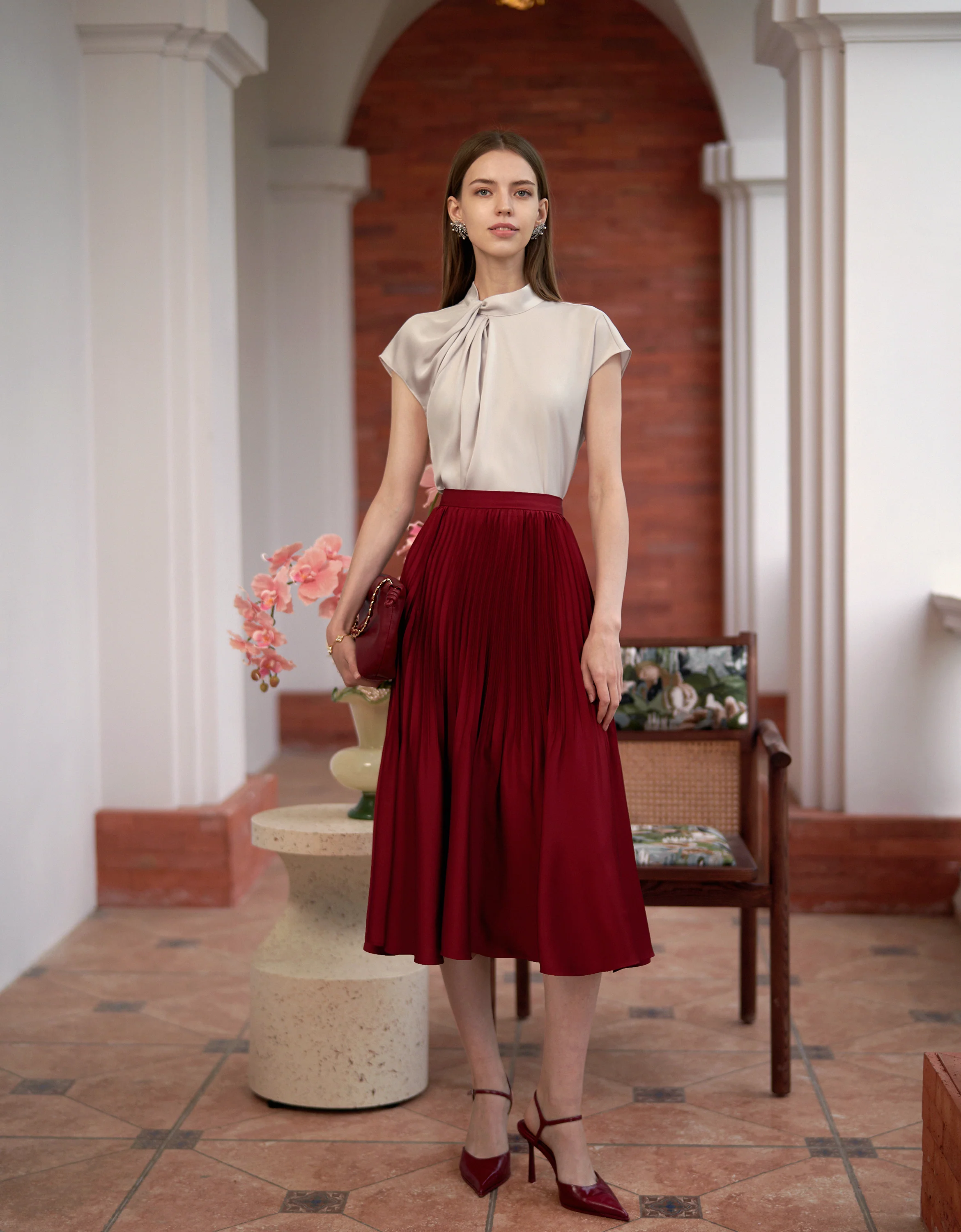 Pleated Midi Fishtail Skirt - Image 38