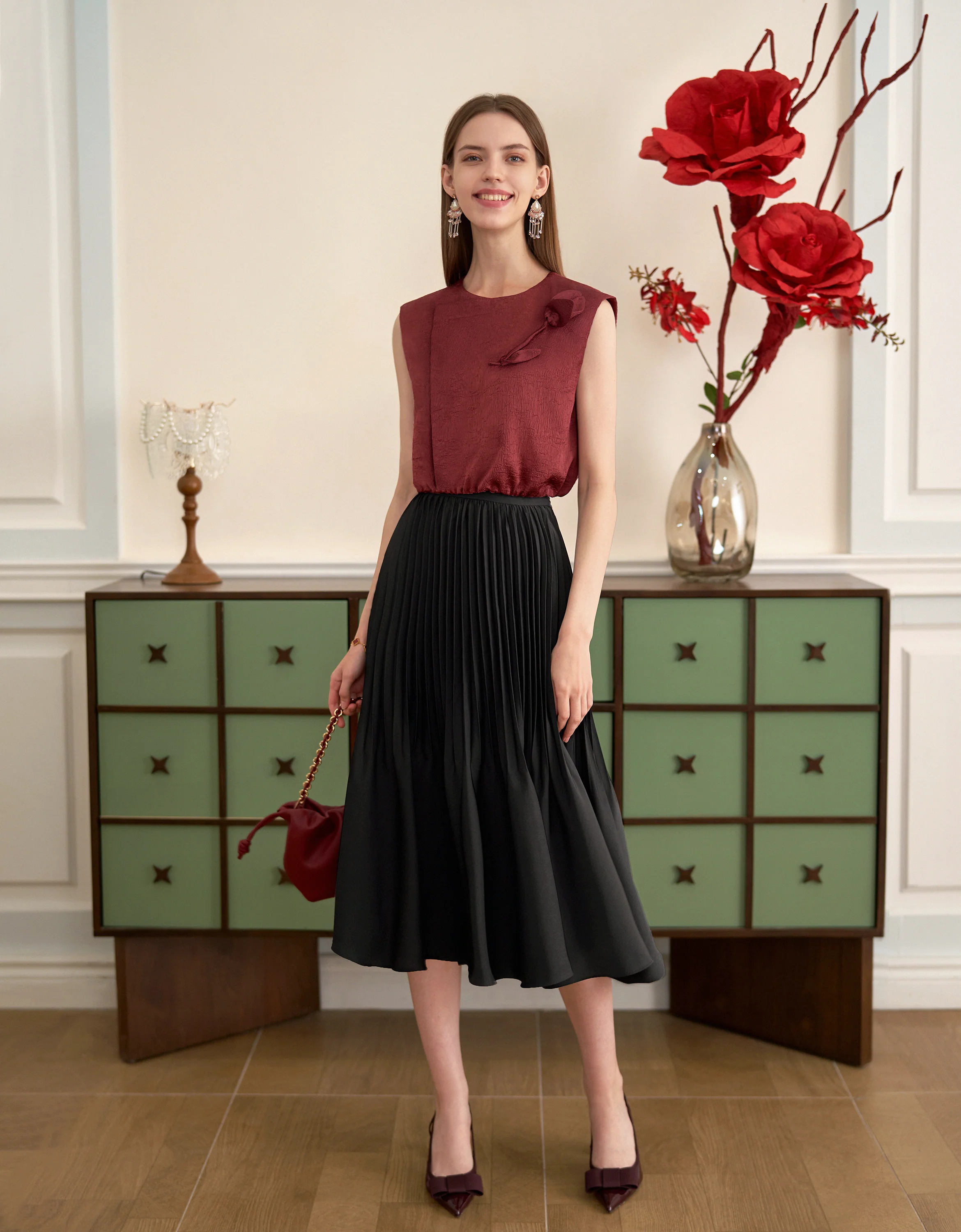 Pleated Midi Fishtail Skirt - Image 45