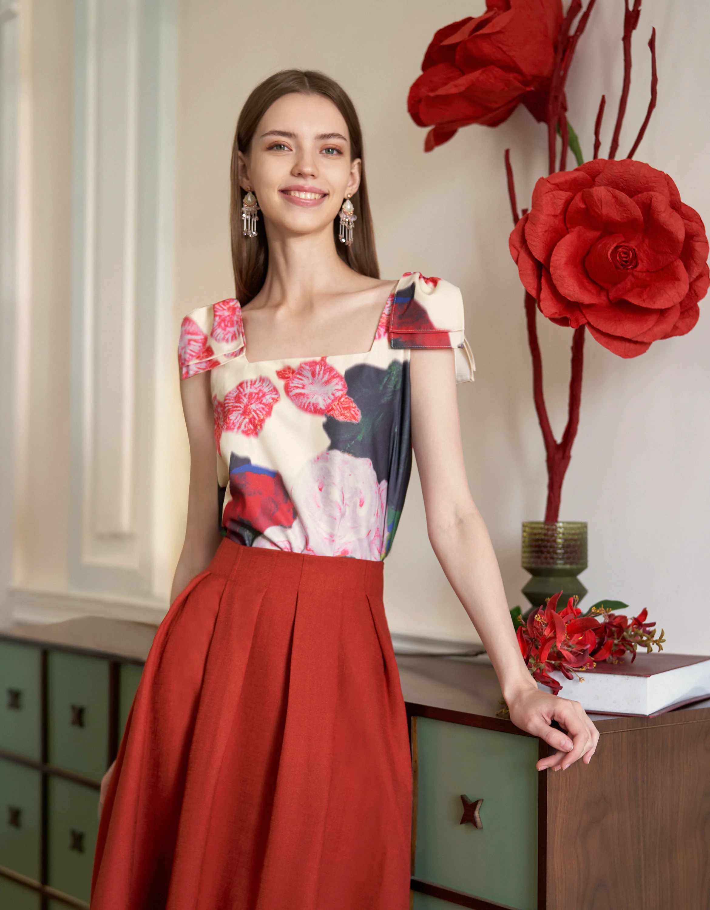 Pleated Waist A-line Skirt - Image 13