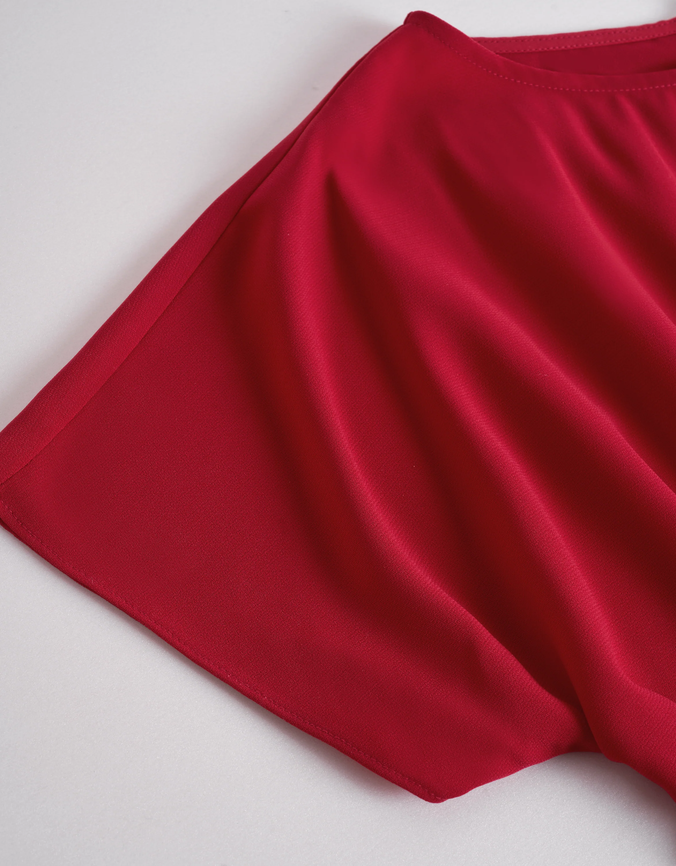 Pleated Waist Round Neck Short Sleeve Top - Image 7