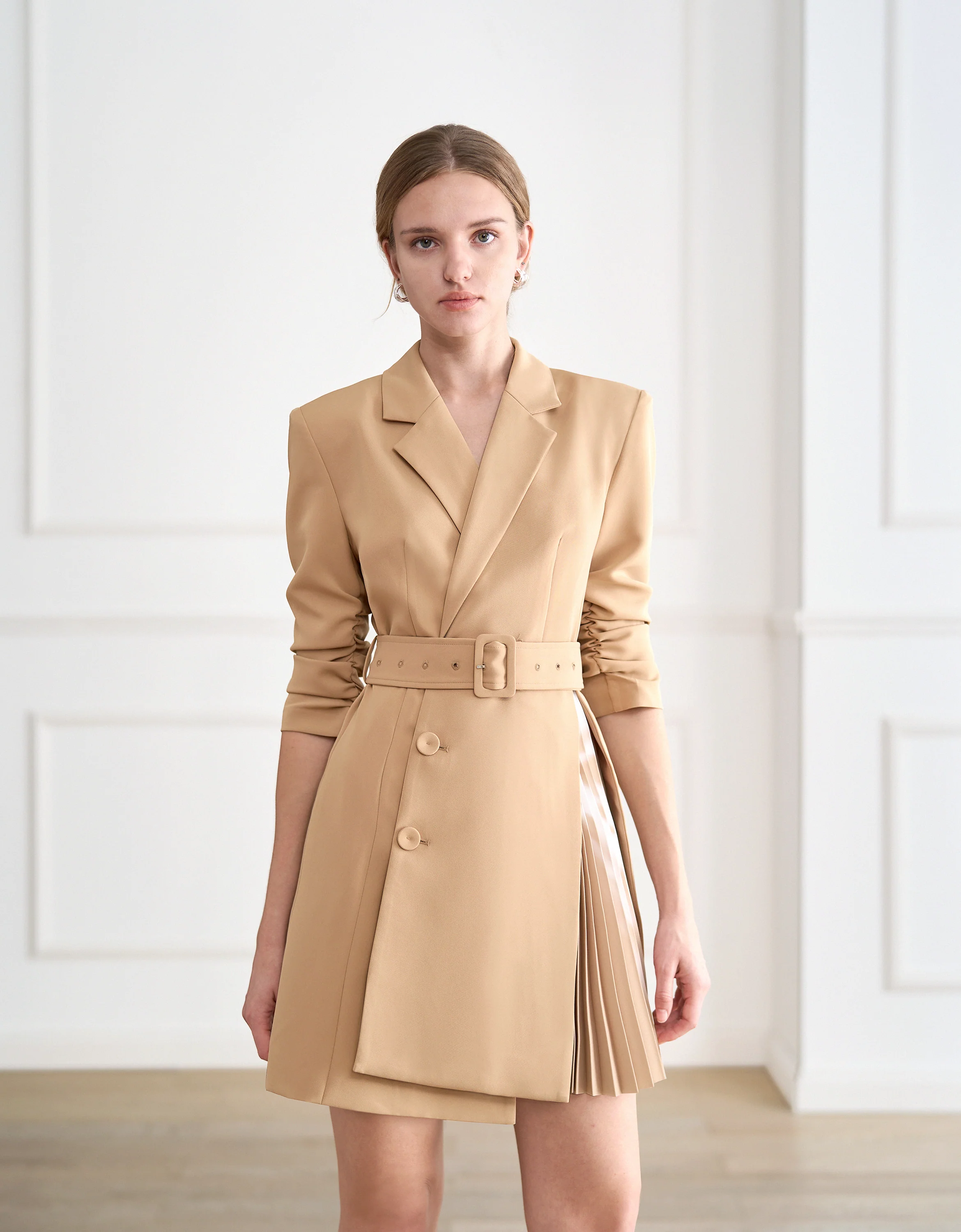 Printed Side Pleats Suit Dress - Image 2