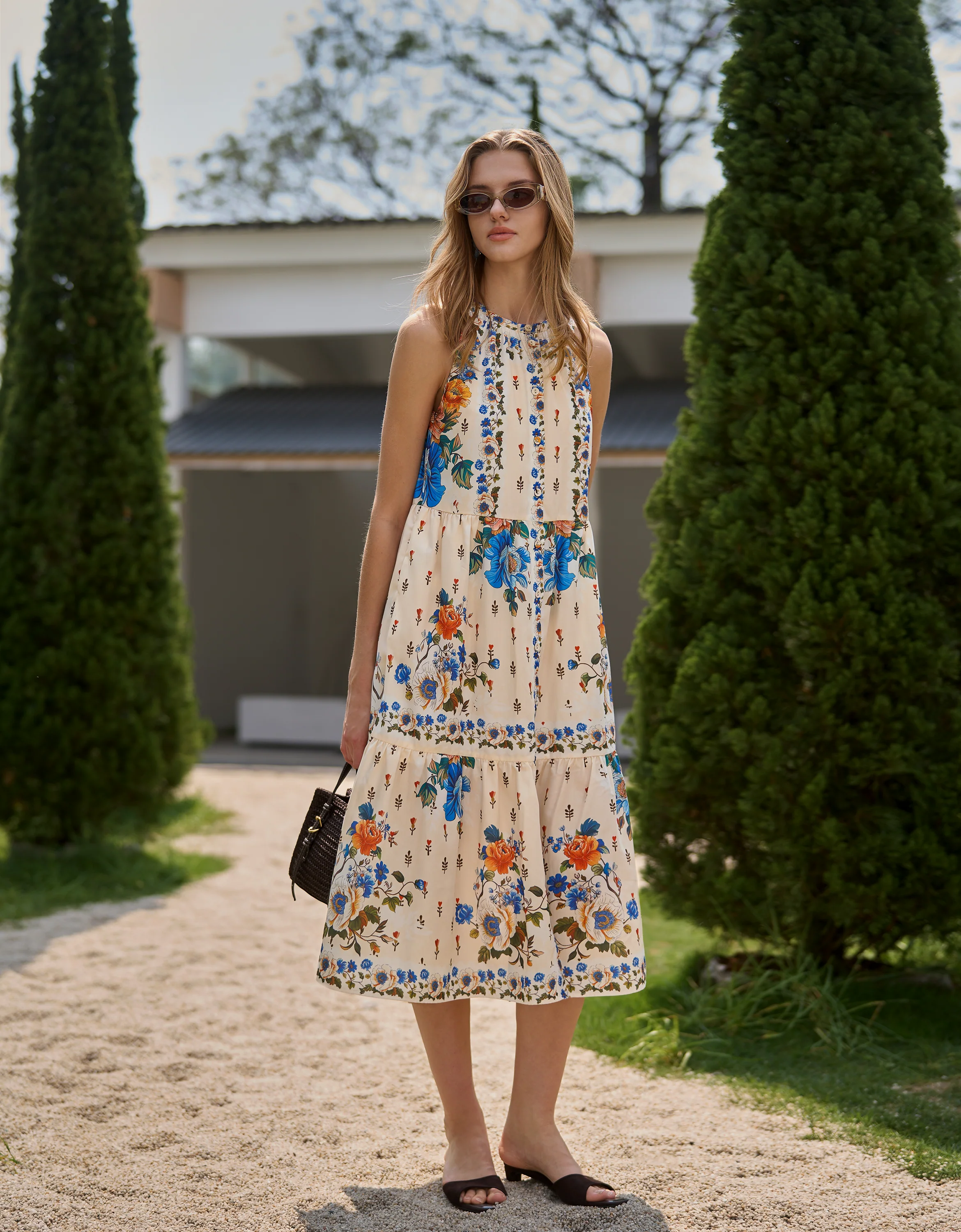 Ruffled Hem Button Front Floral Midi Dress - Image 5
