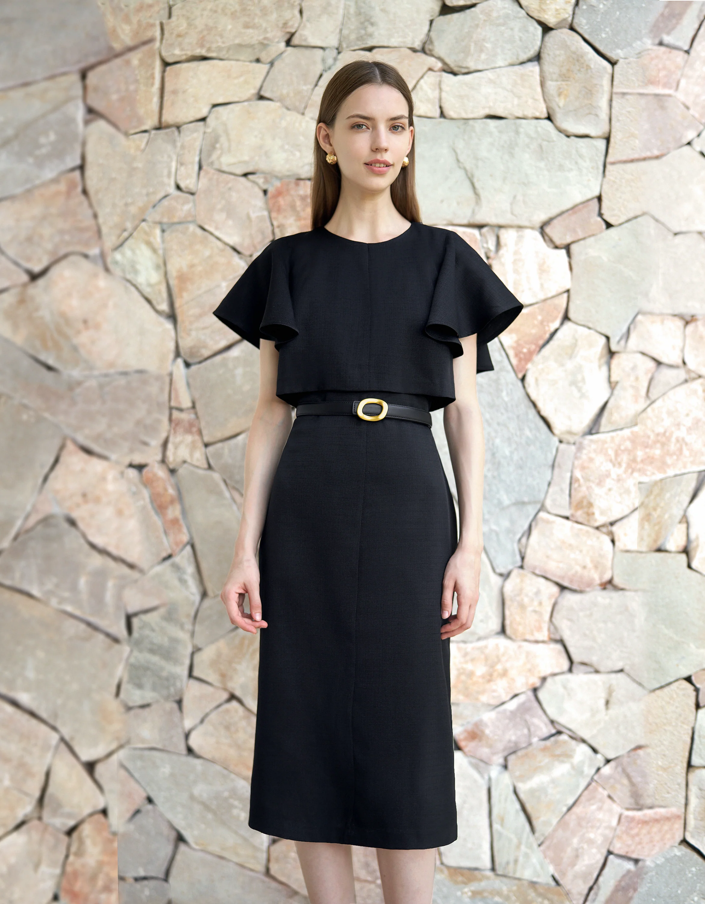 Ruffled Sleeve Midi Dress - Image 2