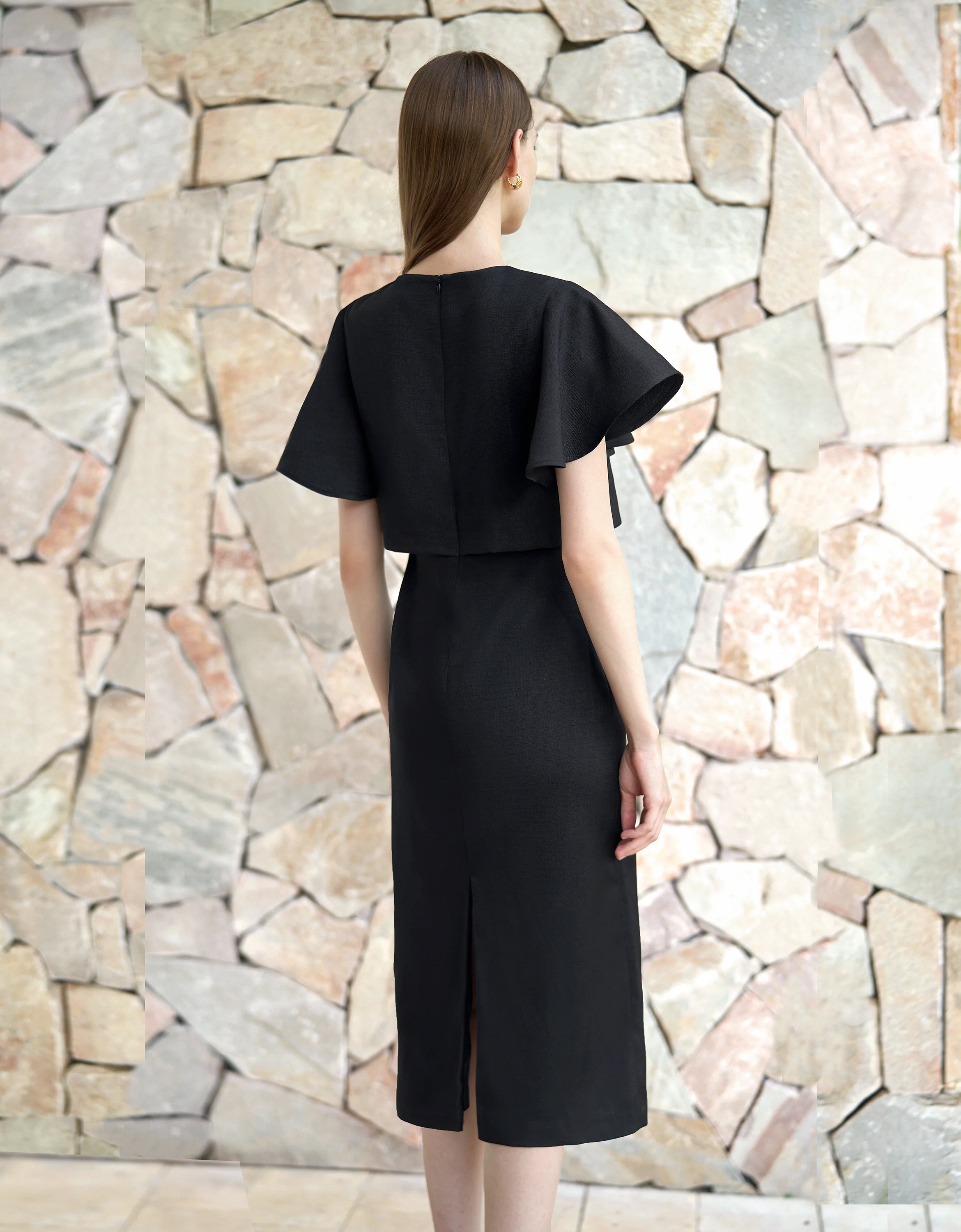 Ruffled Sleeve Midi Dress - Image 5