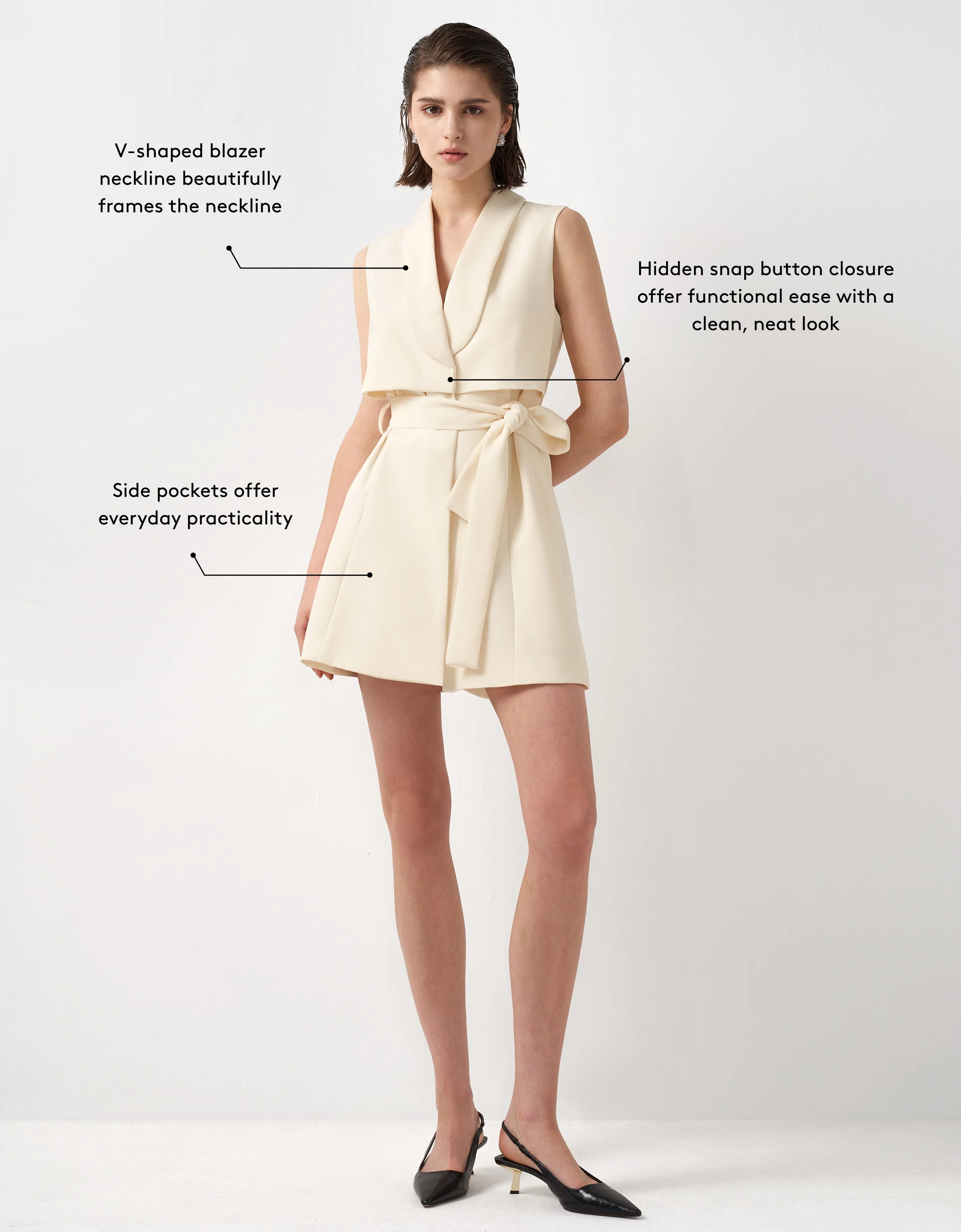 Shawl Collar Belted Waist Dress - Image 13