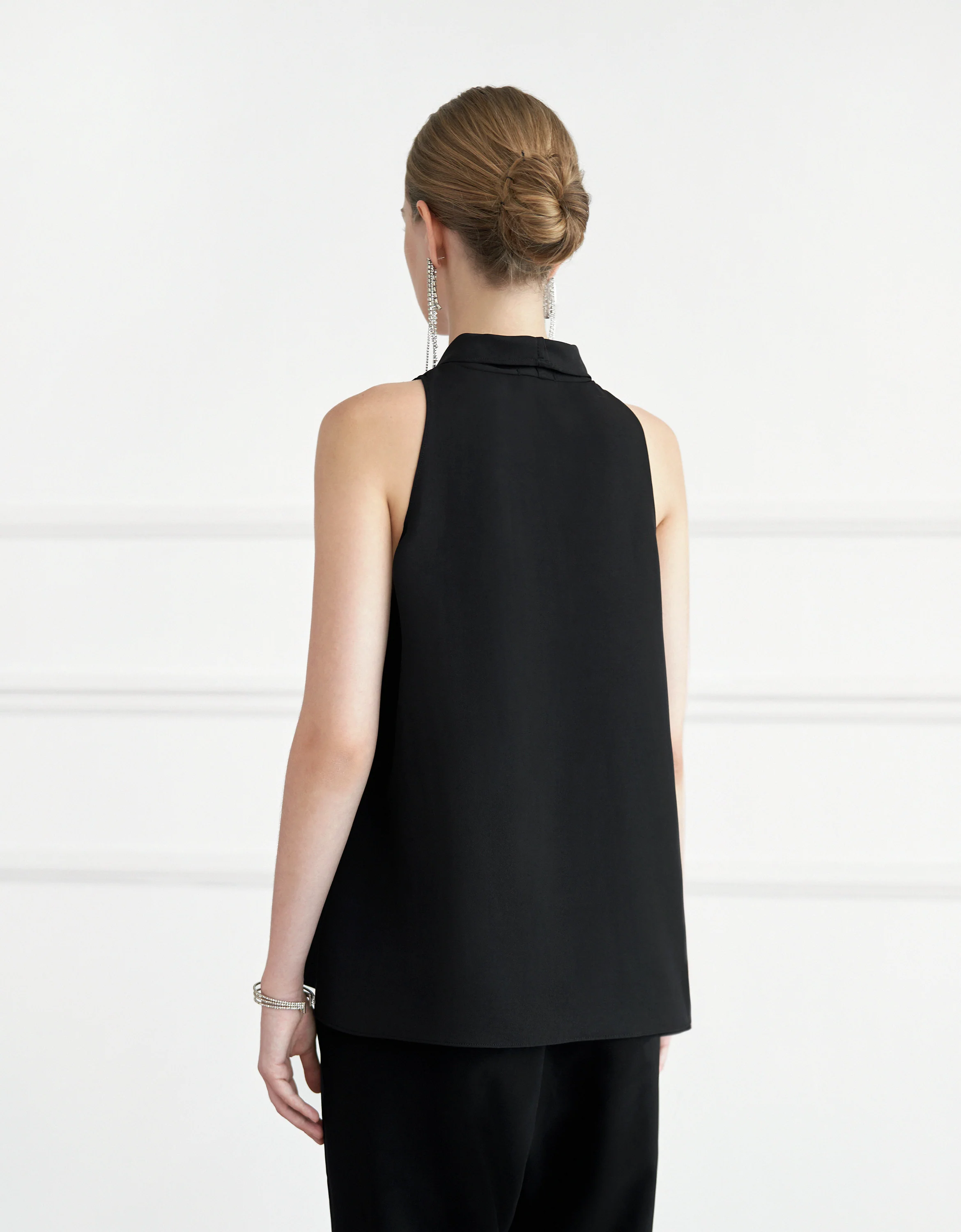 Shawl Collar Double-breasted Sleeveless Top - Image 4
