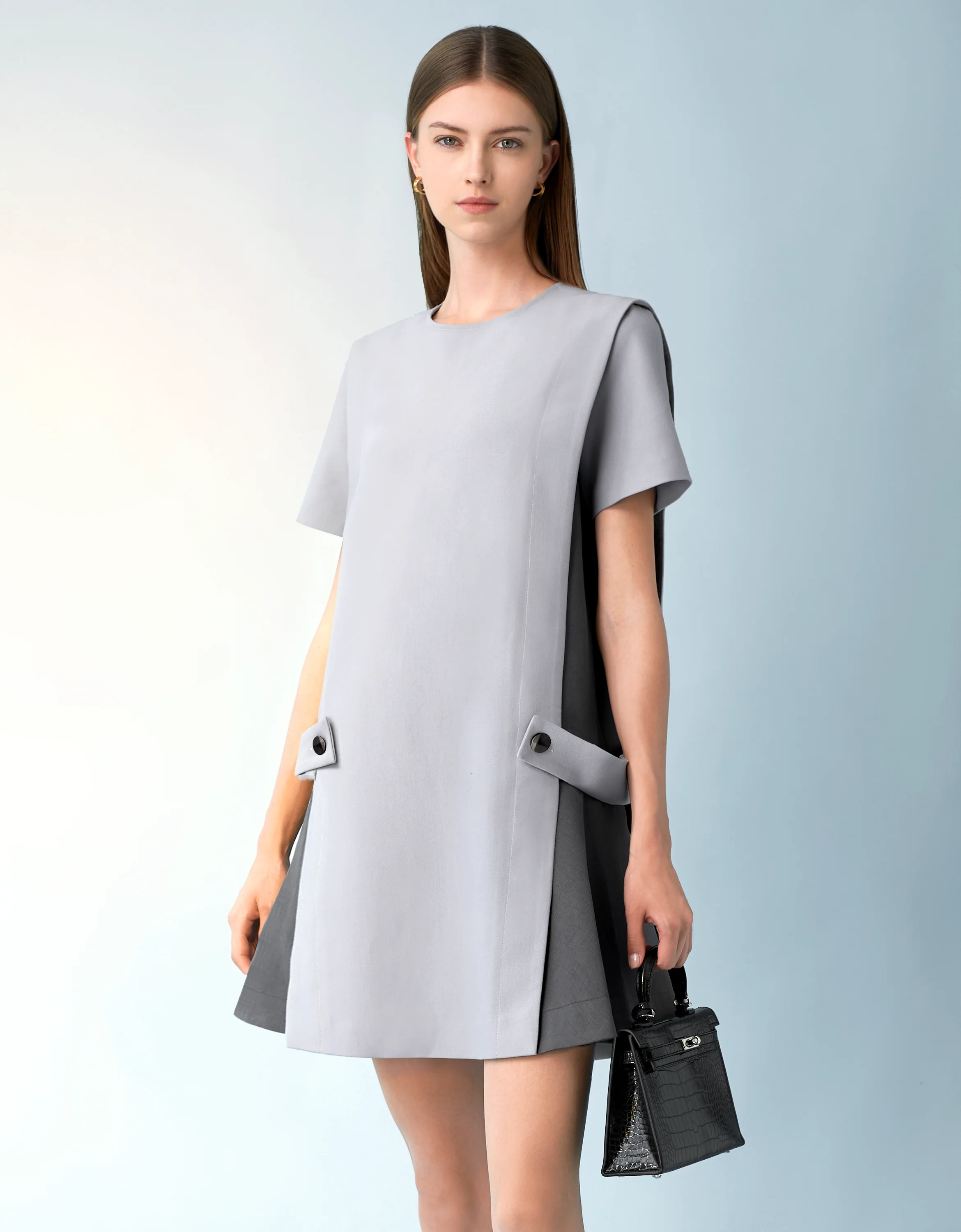 Short Sleeve Buttoned Side Dress - Image 36