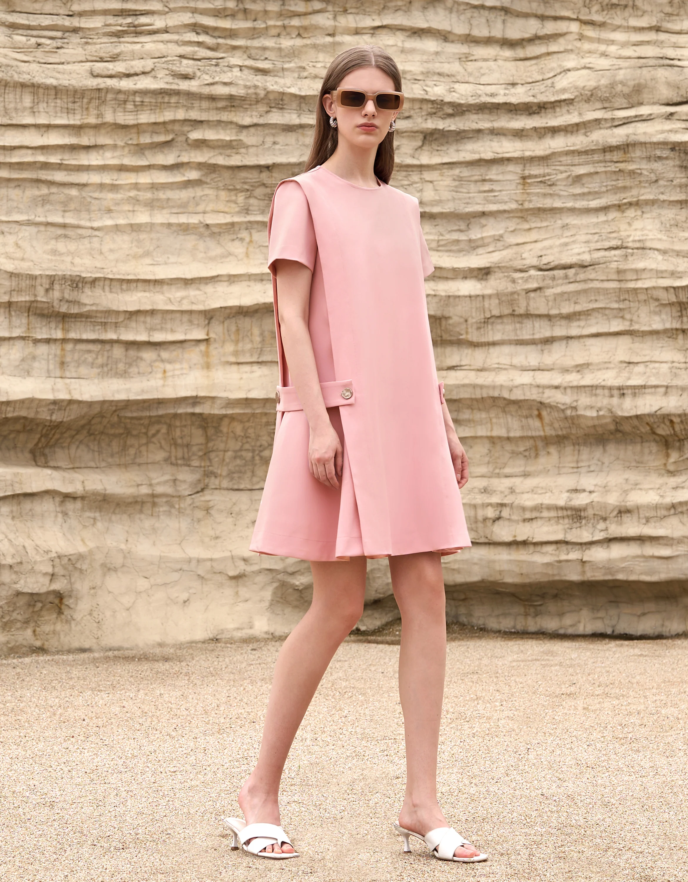 Short Sleeve Buttoned Side Dress - Image 4