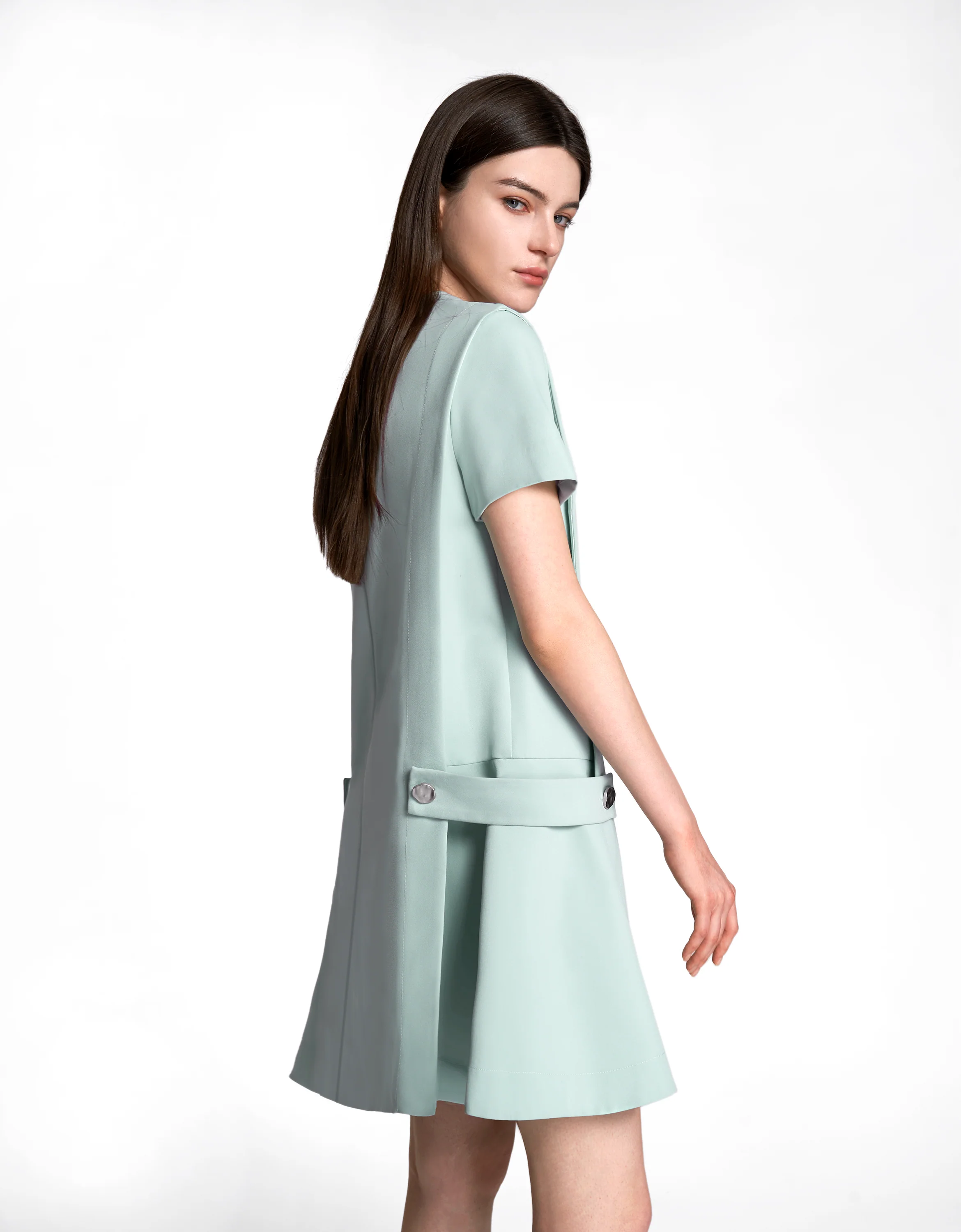 Short Sleeve Buttoned Side Dress - Image 42