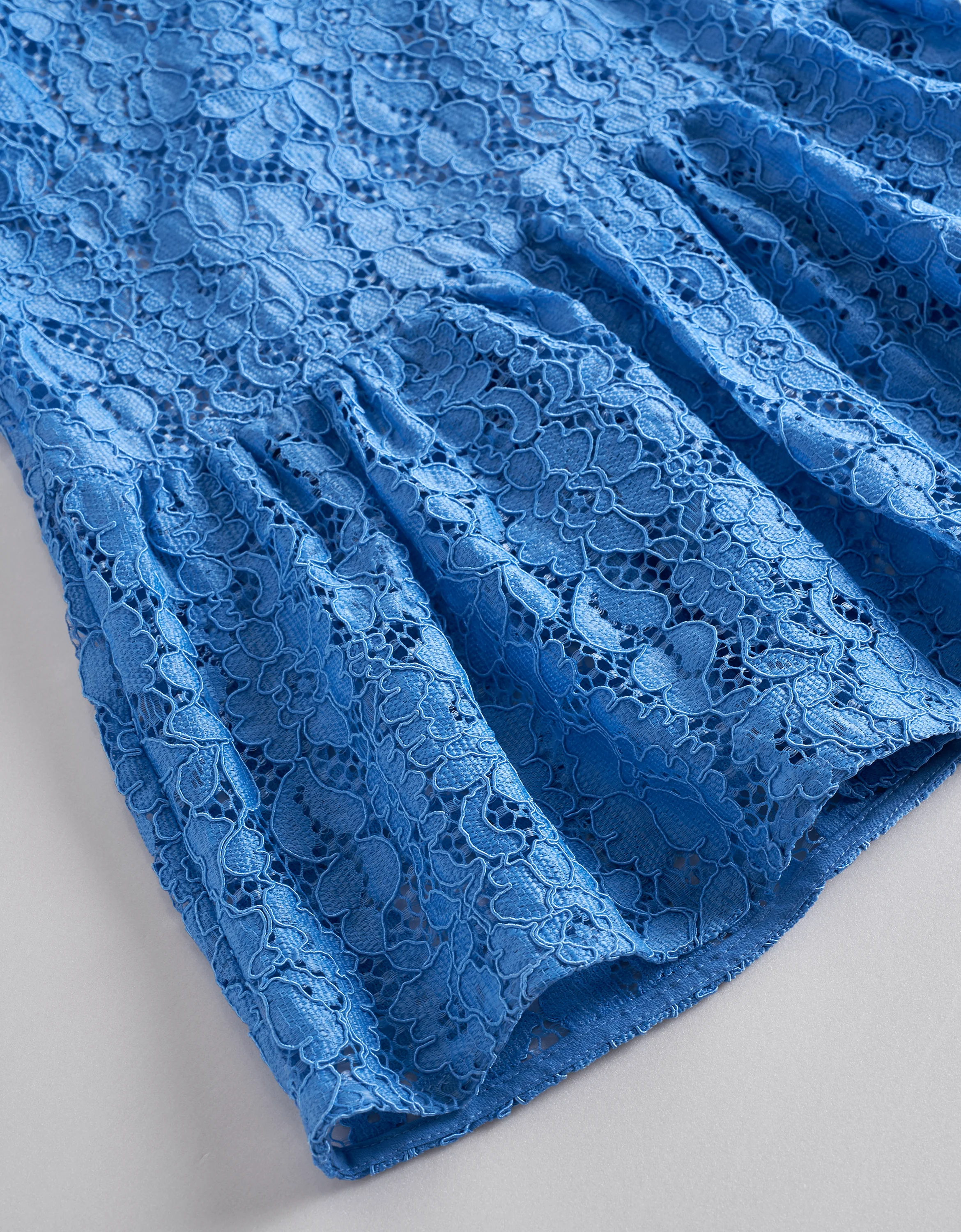Short Sleeves Ruffled Hem Lace Dress - Image 7