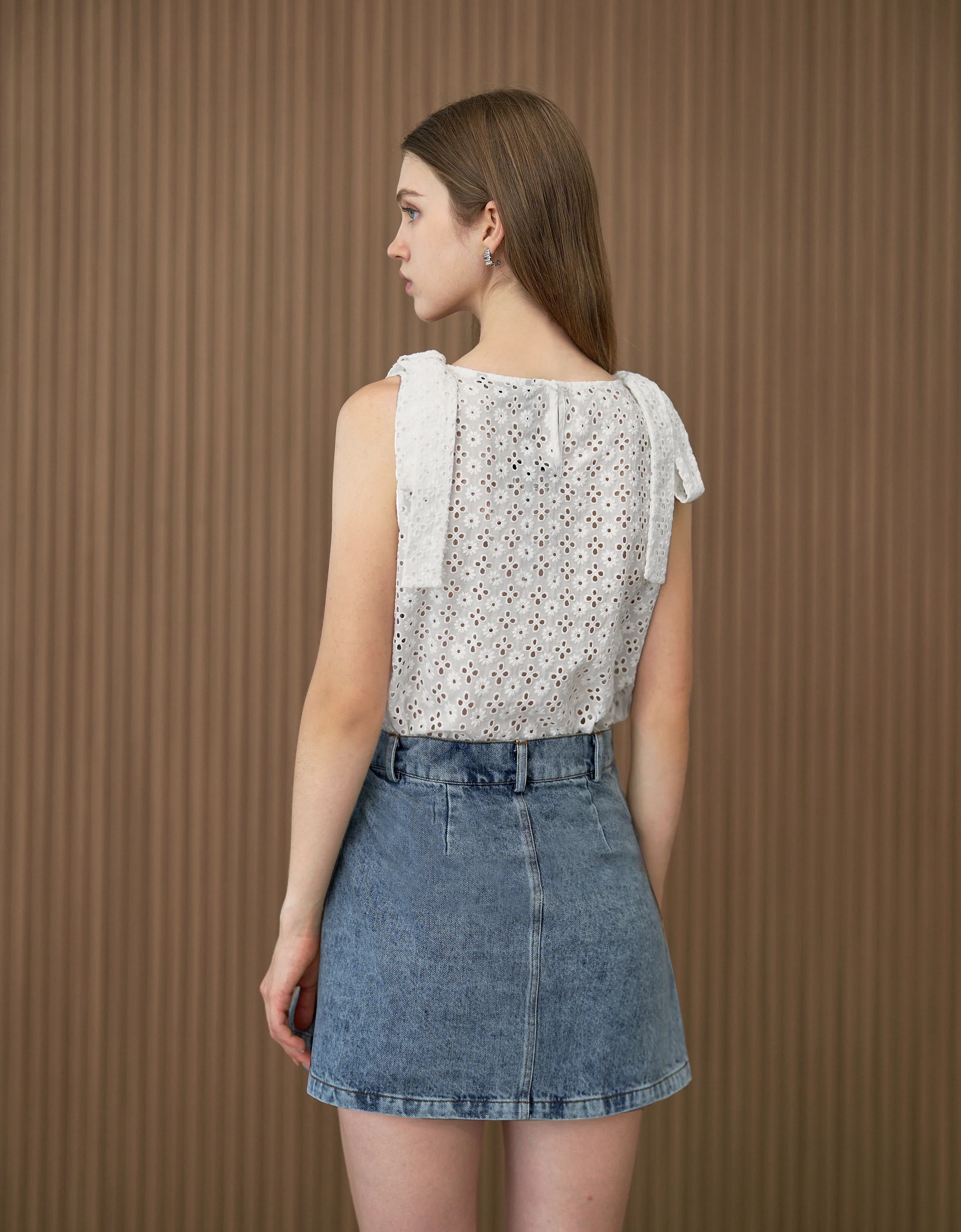 Shoulder Bows Cutwork Embroidery Top - Image 20