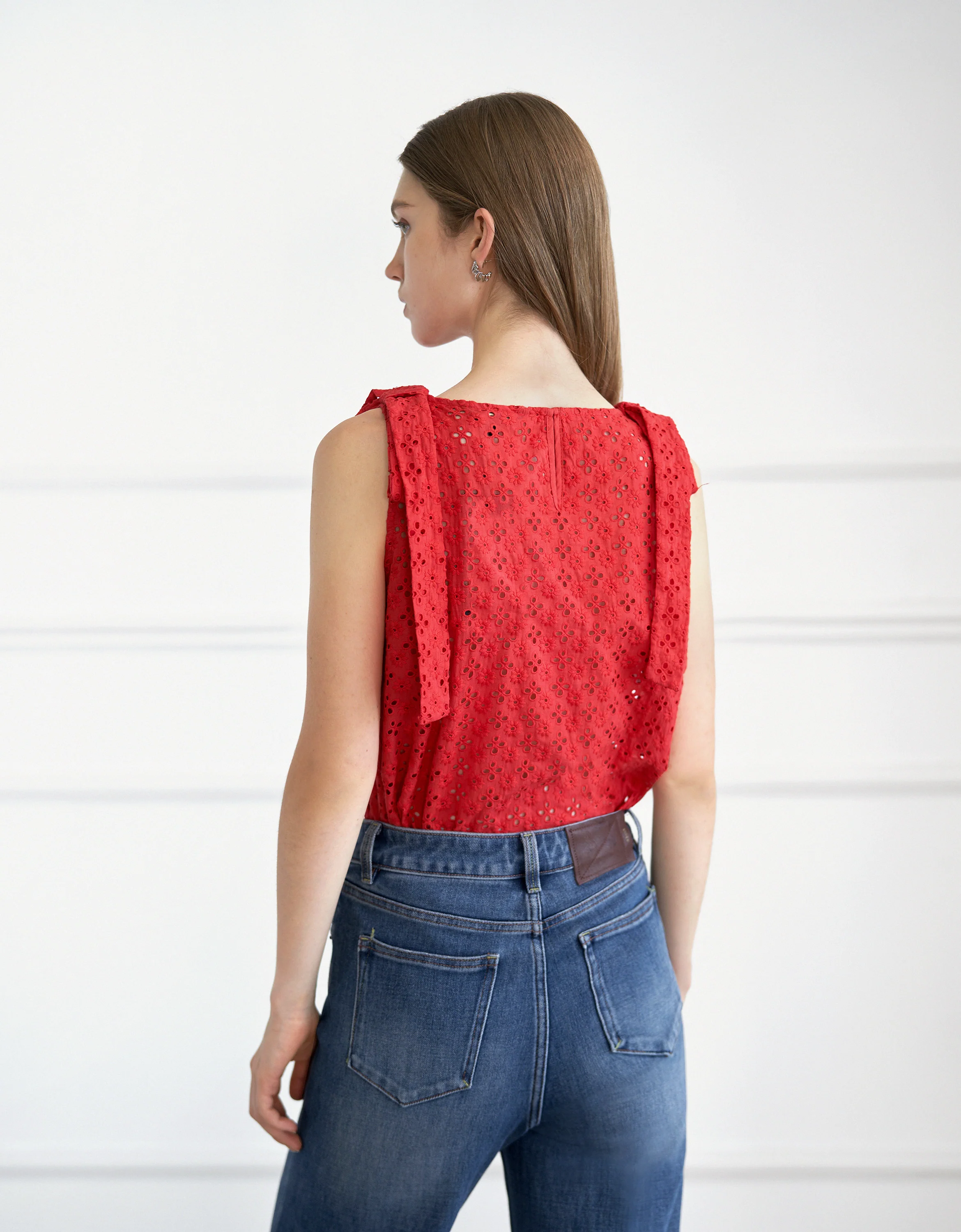 Shoulder Bows Cutwork Embroidery Top - Image 5