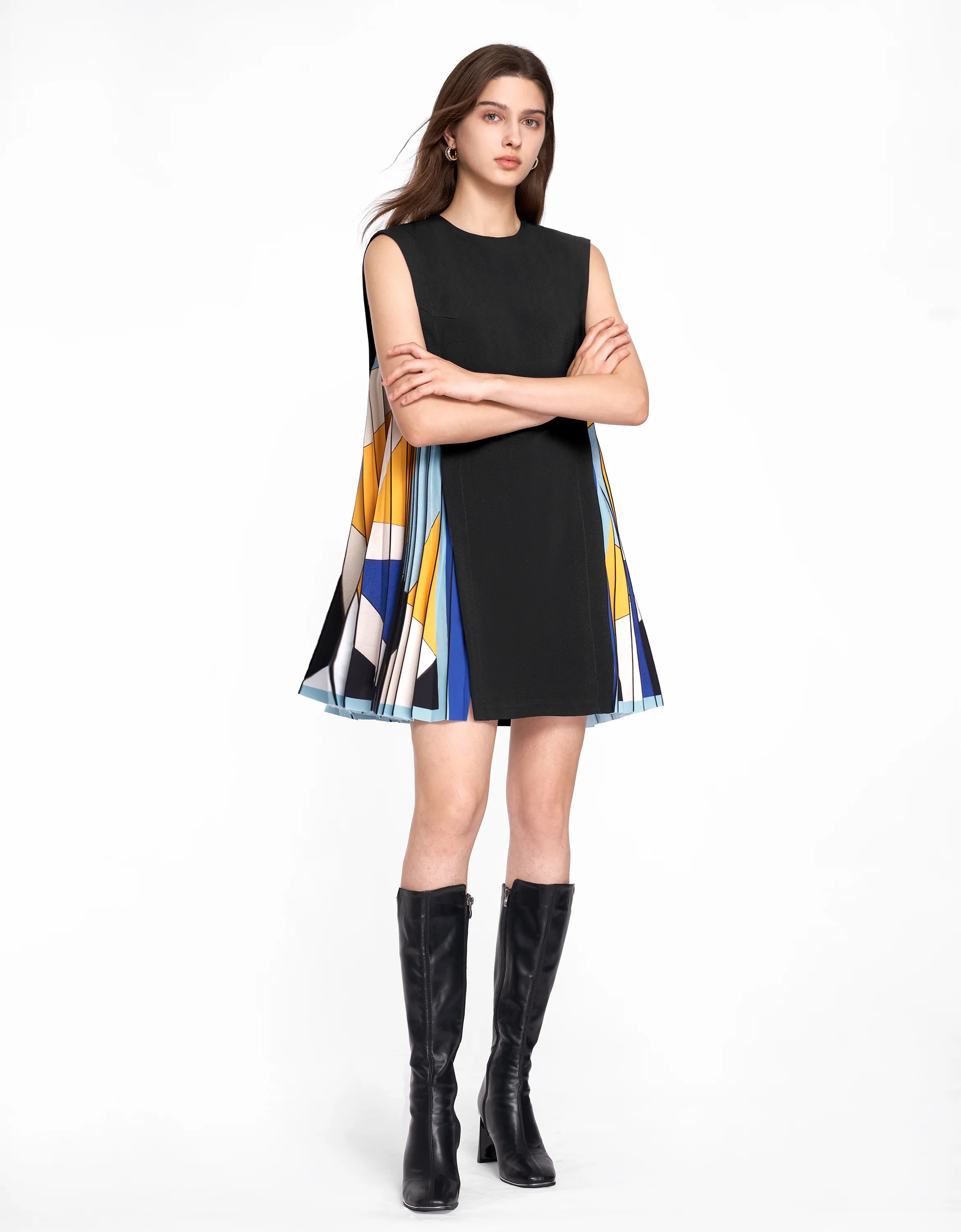 Side Printed Pleated Shift Dress - Image 17