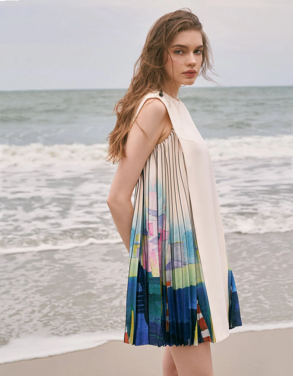 Side Printed Pleated Shift Dress - Image 39
