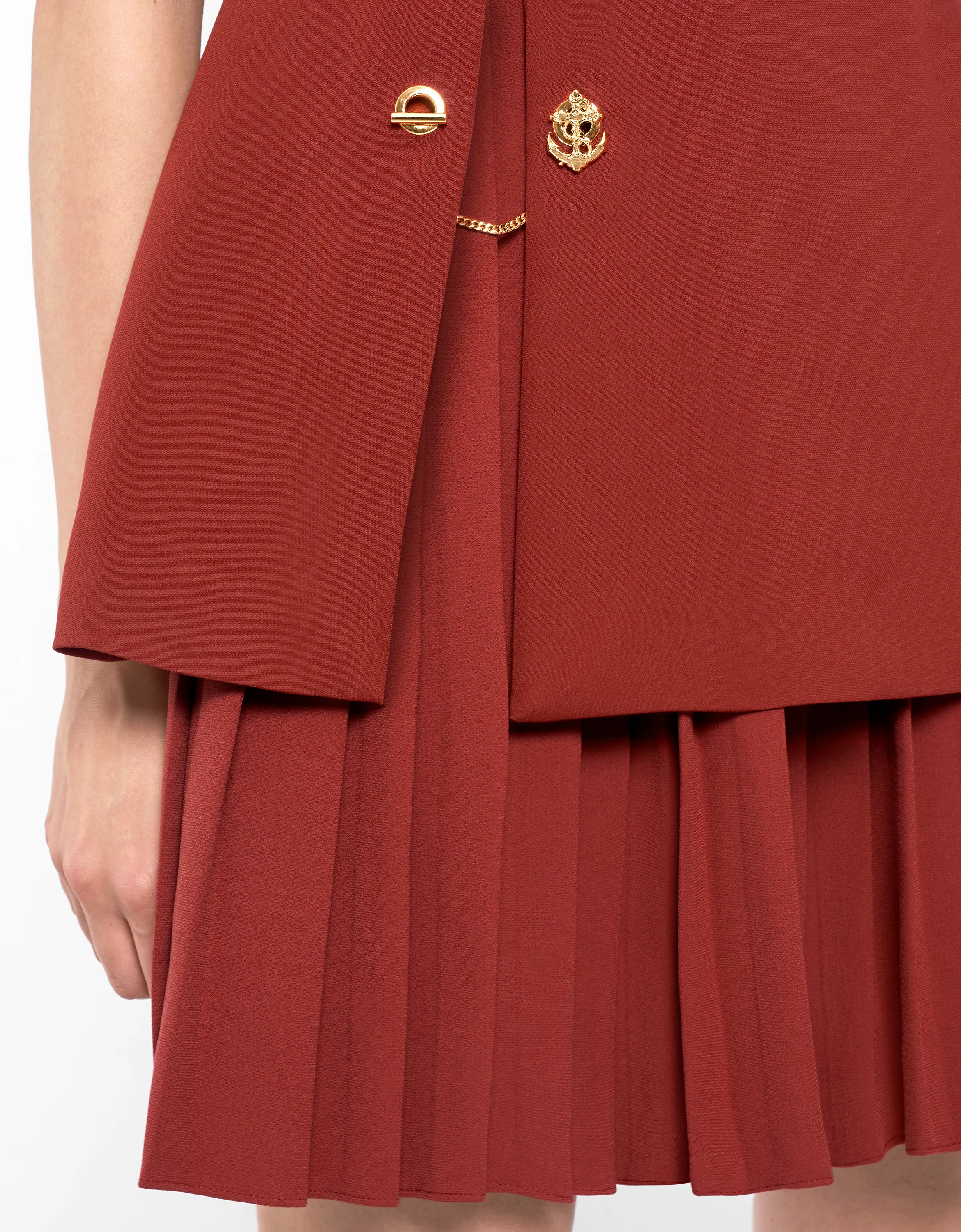 Side Slit Contrast Pleated Hem Dress - Image 18