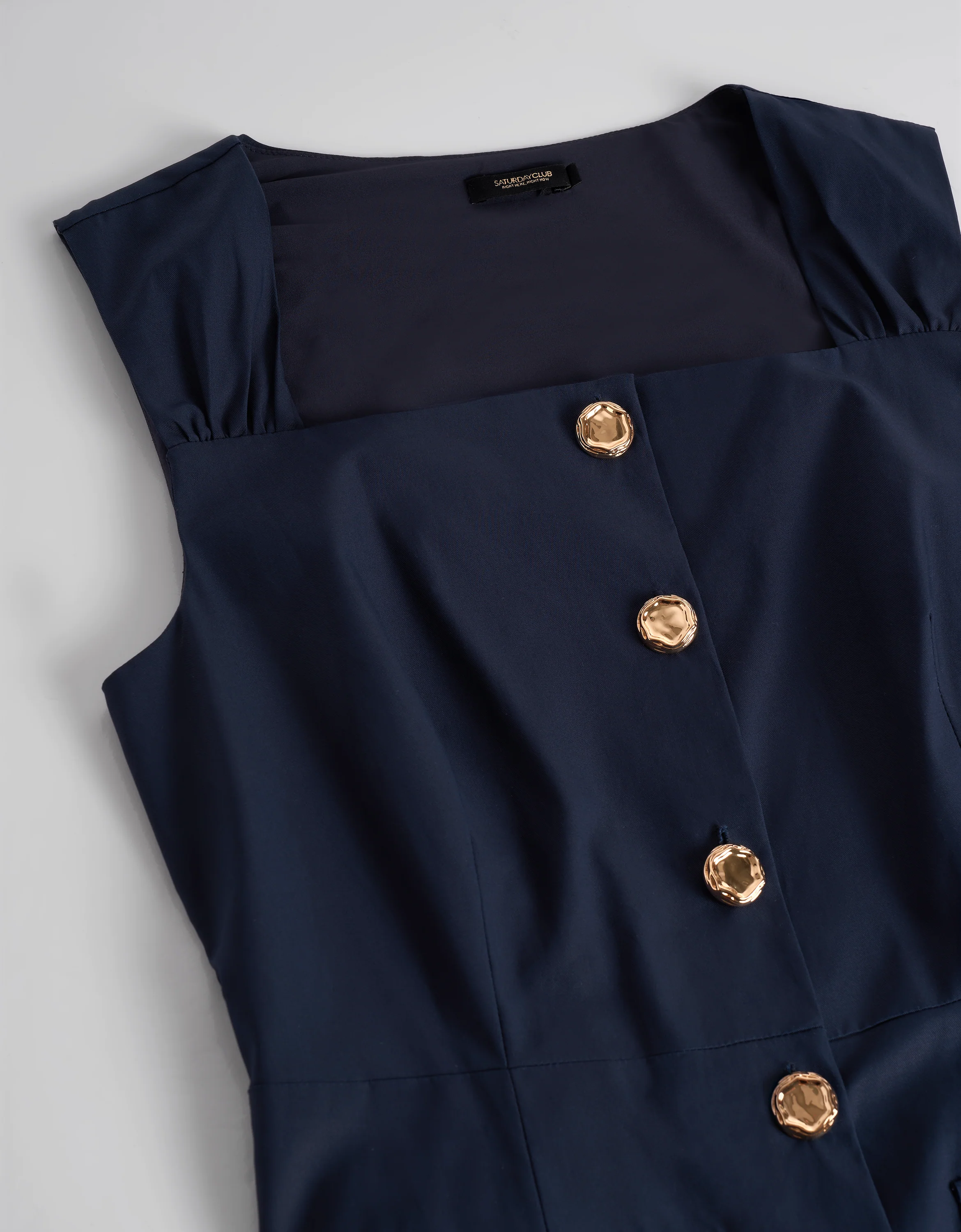 Square Neck Button Front Midi Dress - Image 5