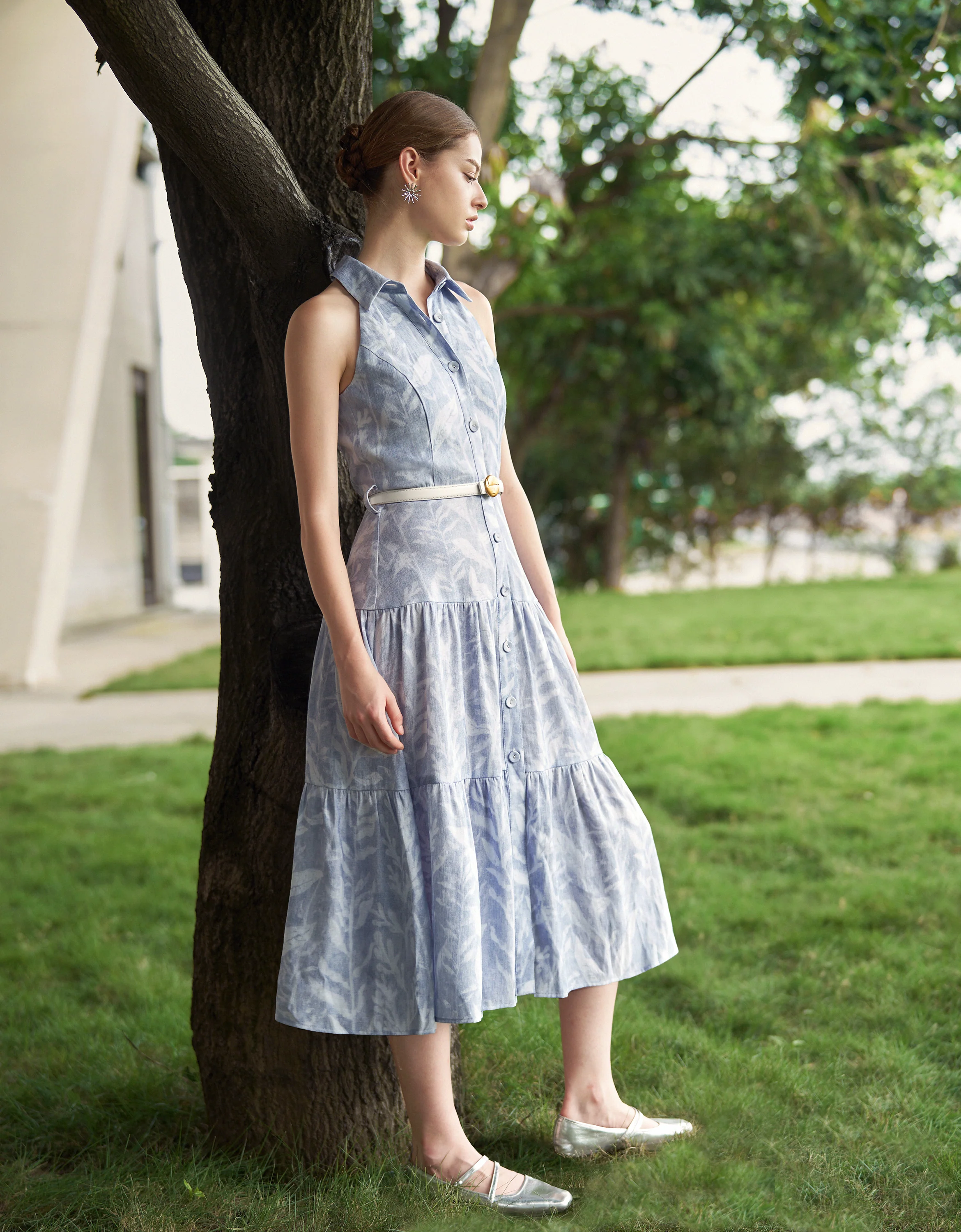 Tiered Skirt Sleeveless Printed Dress - Image 14