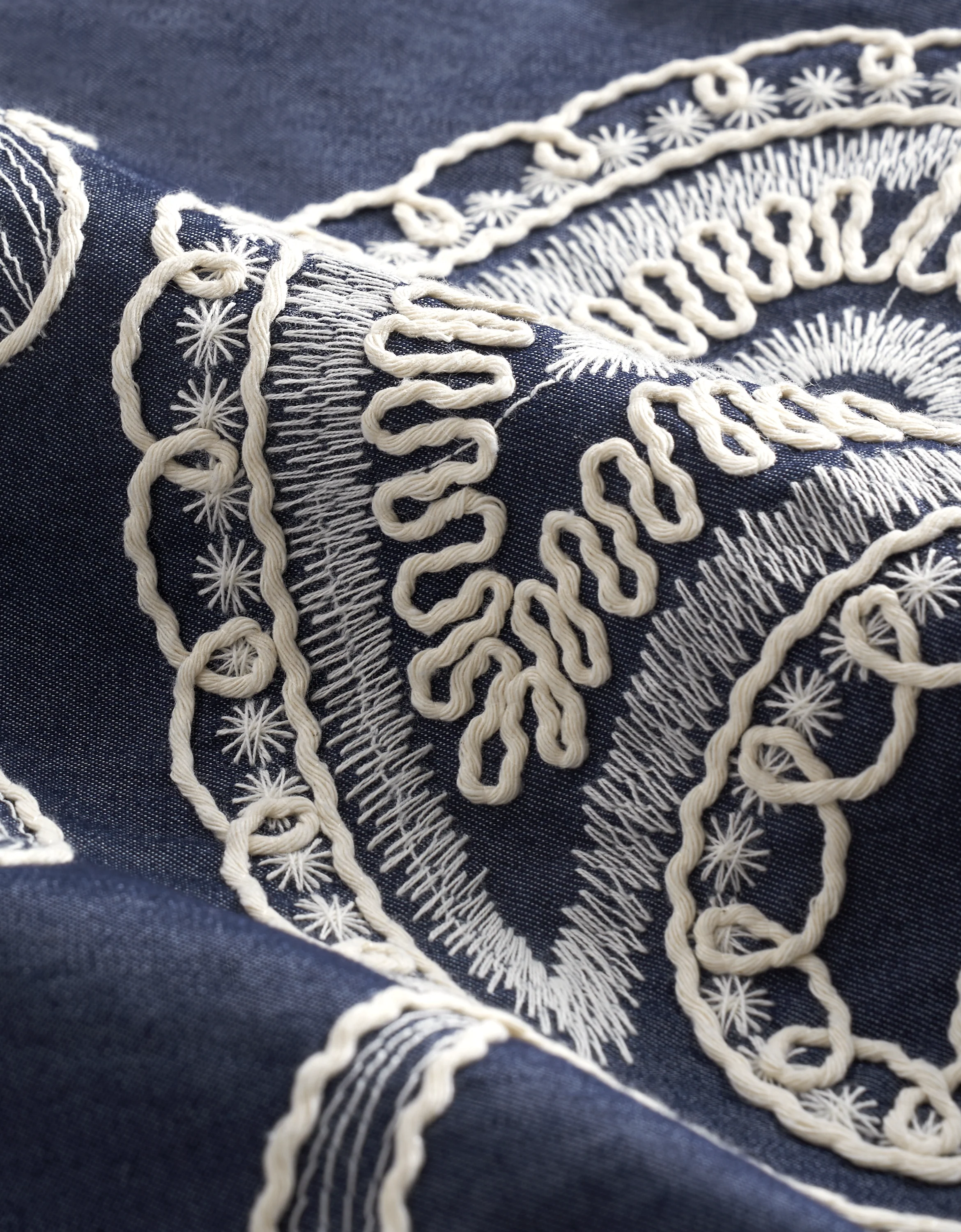 V-neck Embroidered Denim Dress - Image 13