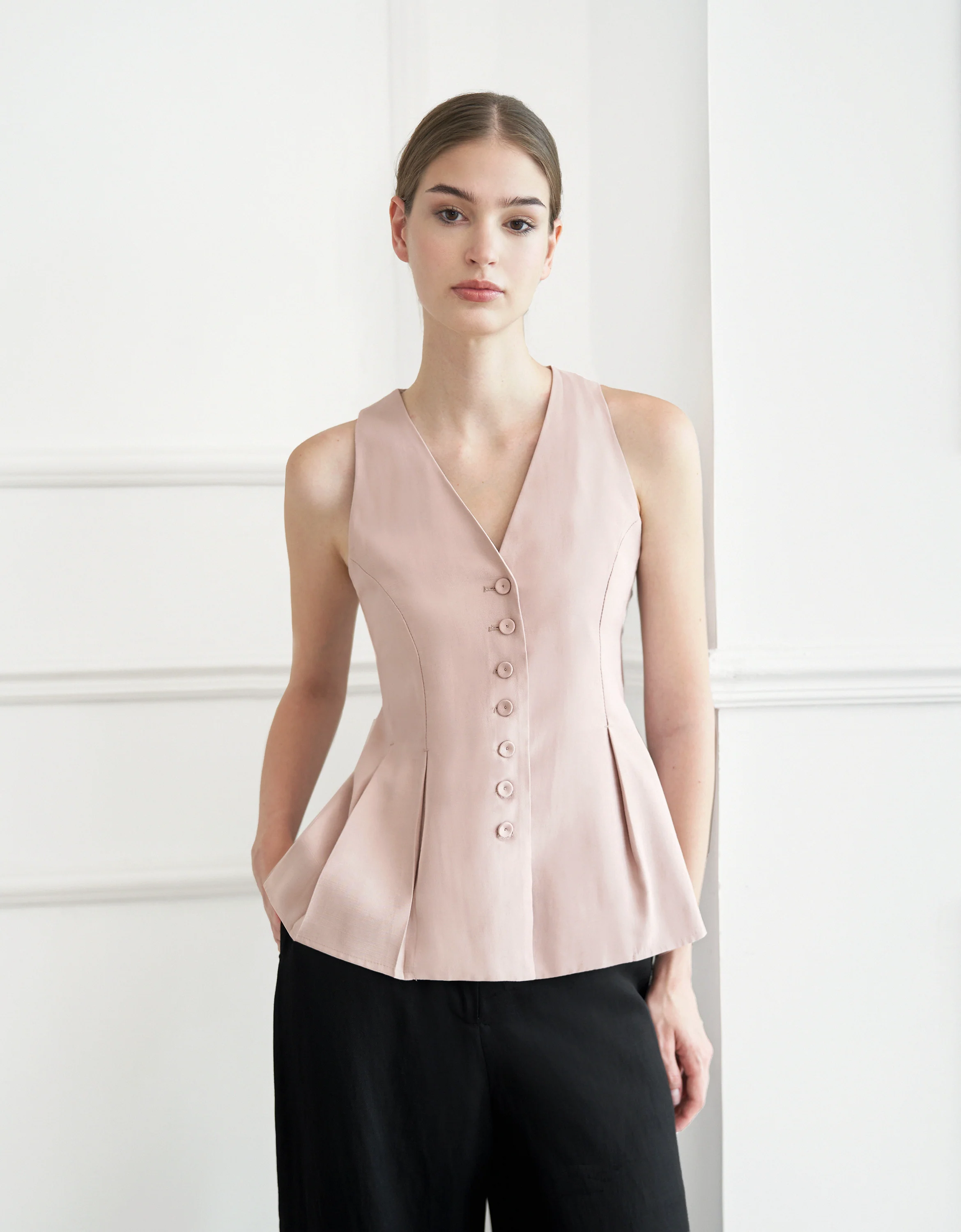 V-neck Flared Hem Sleeveless Top - Image 8