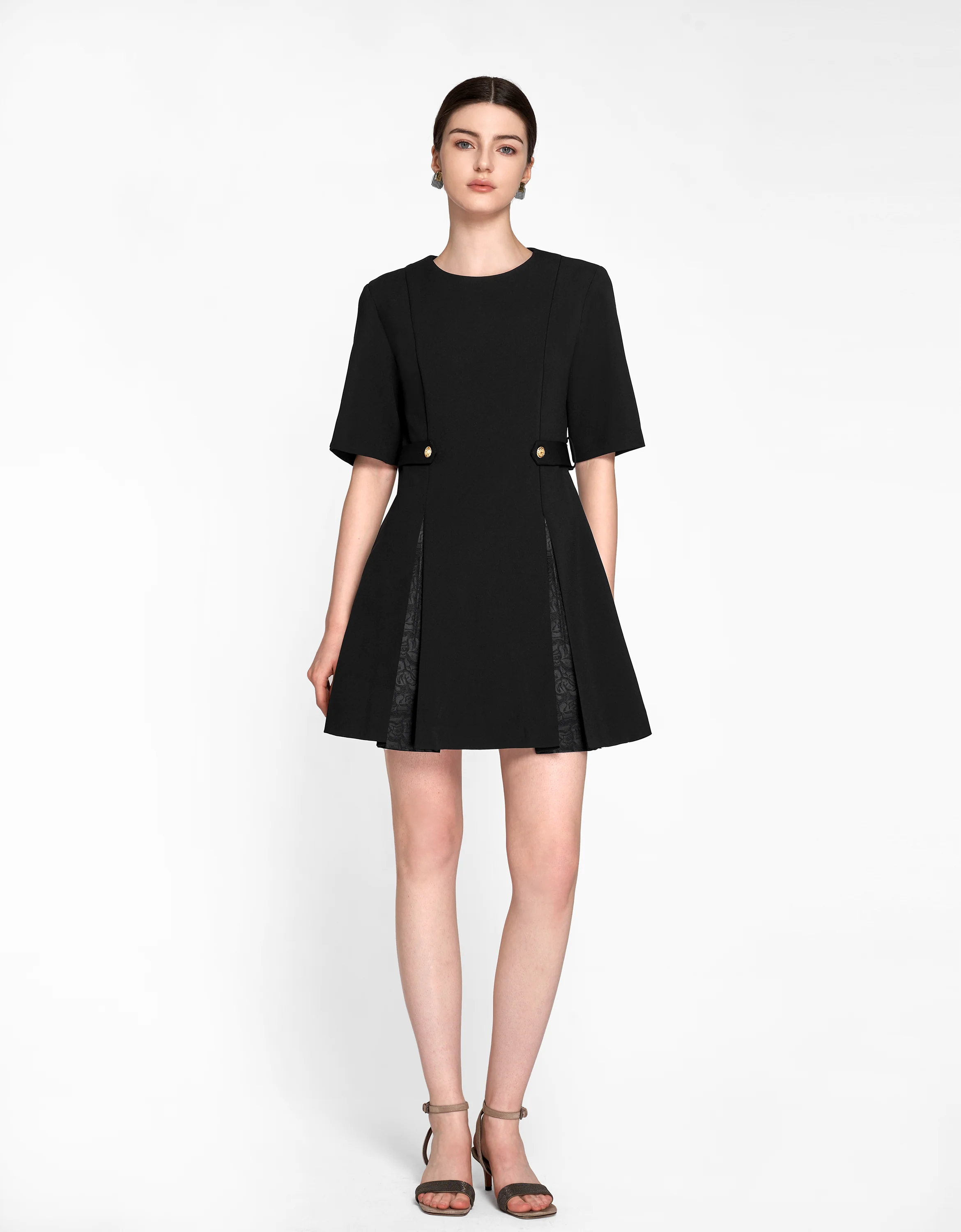 Waist Tab Pleated A-line Dress - Image 10