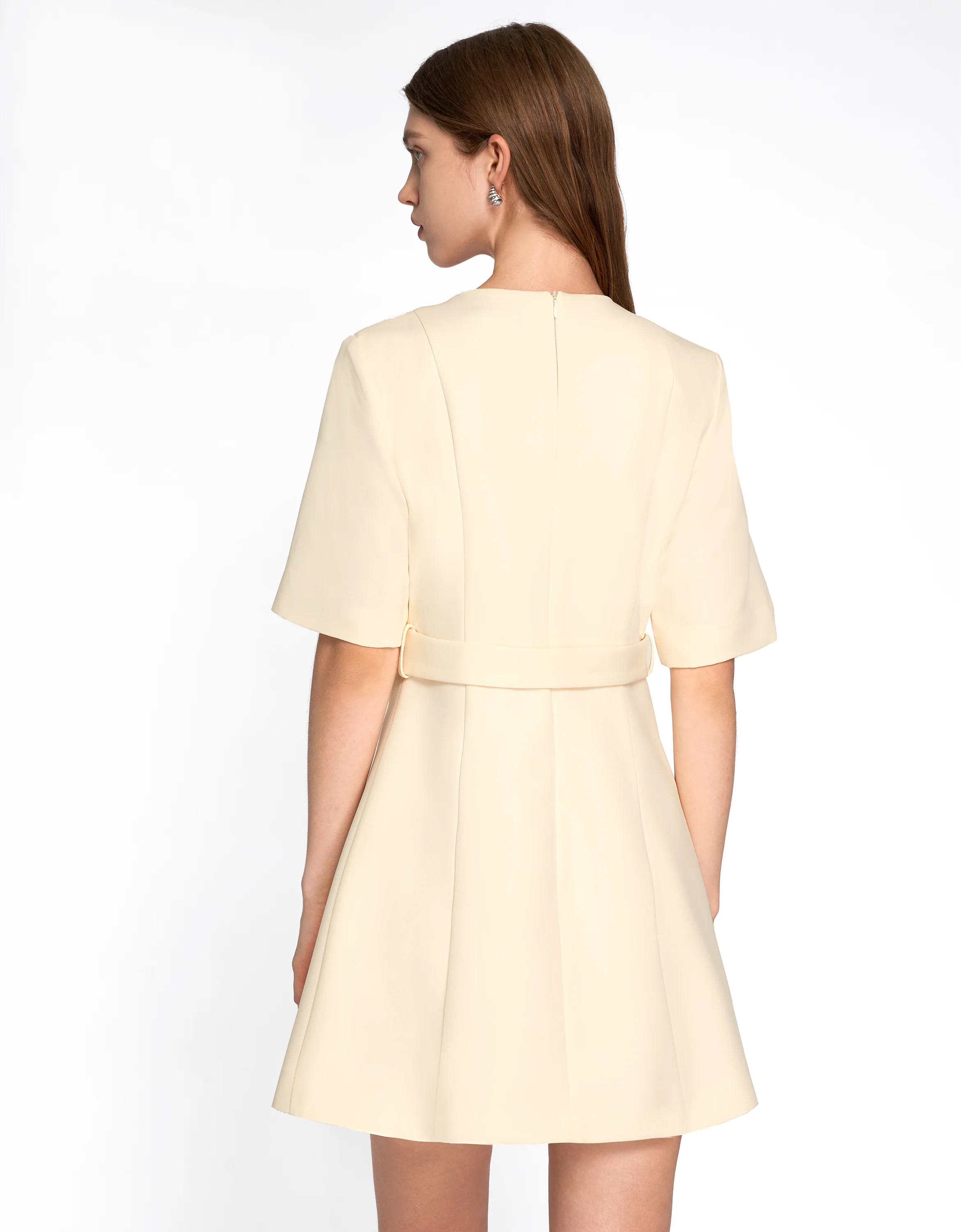 Waist Tab Pleated A-line Dress - Image 7