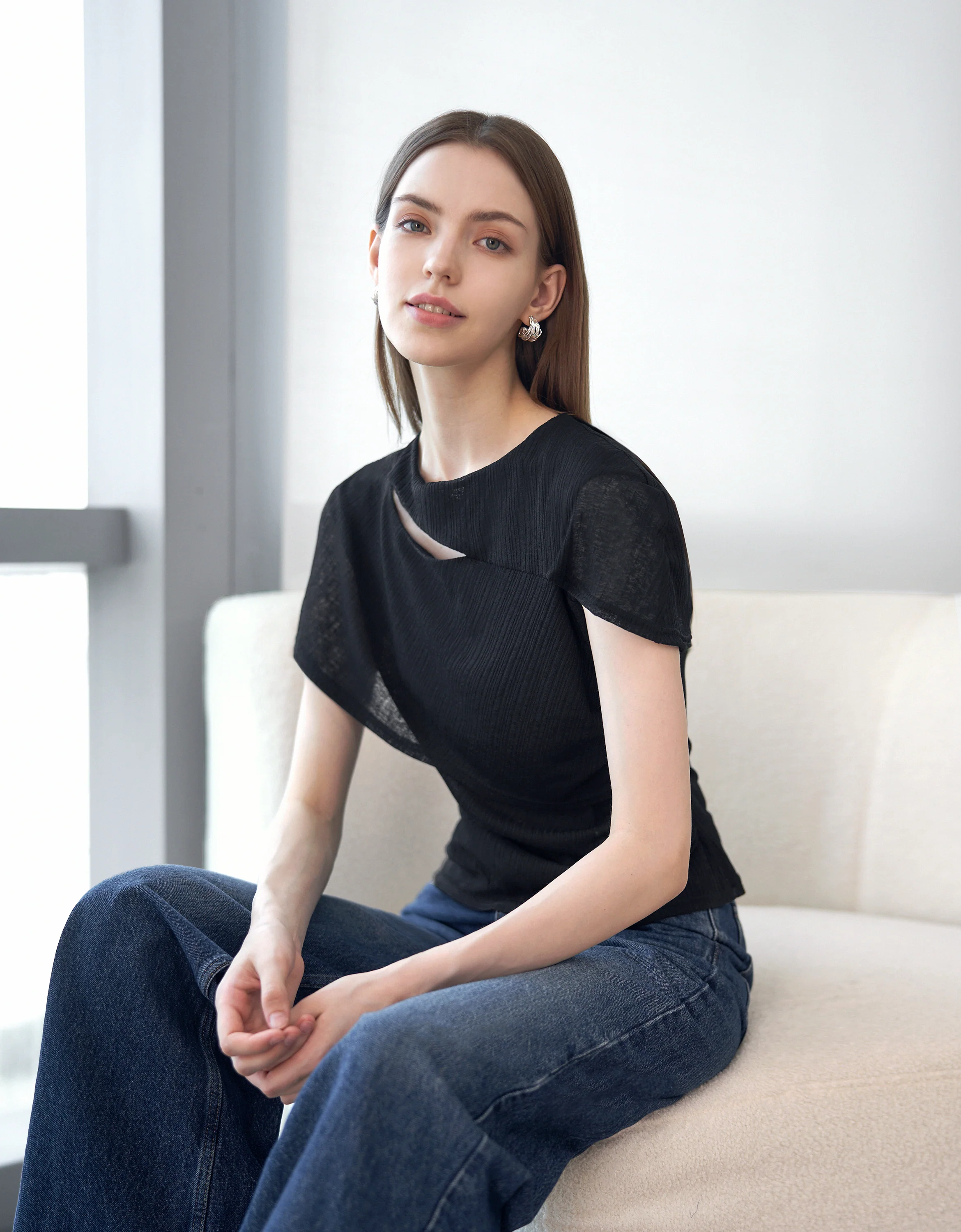 Wrap-style Knit Top